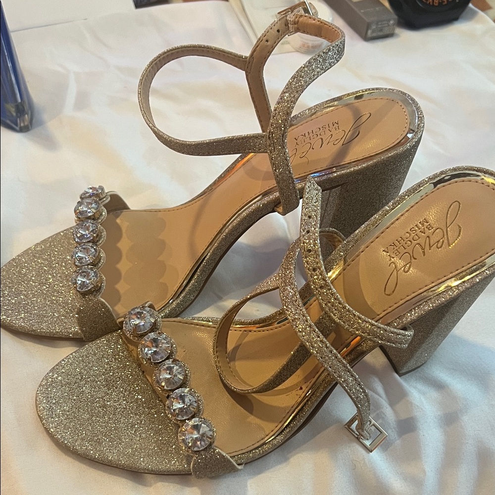 Badgley Mischka Gold Glitter Heels